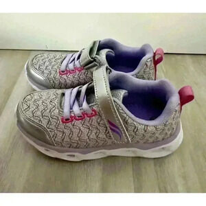 NEWMALL Girls Luminous Sneakers Light‎ Up Shoes LED Shoes 12 Toddler,Silver